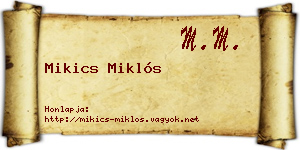 Mikics Miklós névjegykártya